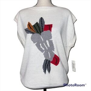 Vasari 40 euro US M vintage sweater oversize cap sleeve southwestern arrow head